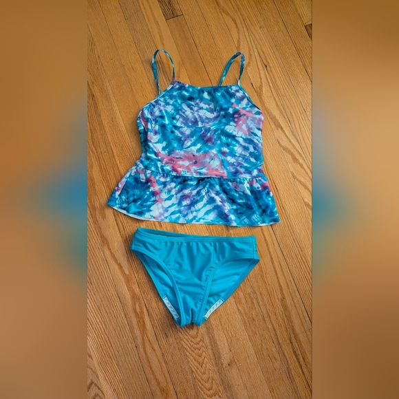 Speedo Kids Bikini - Vibrant Blue and Pink Tie-Dye - Picture 1 of 4